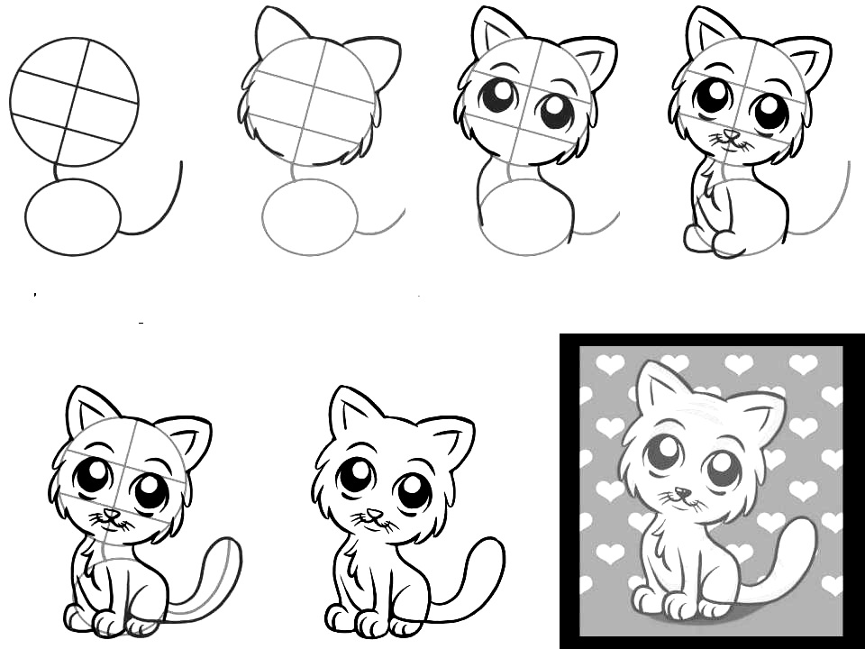 How to draw anime cat 10 stepbystep drawing instructions for