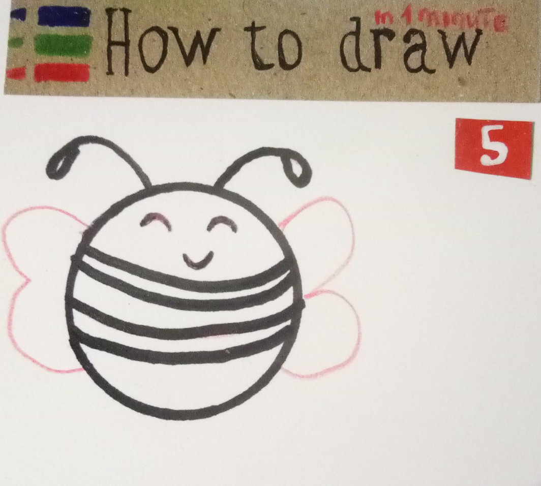 How to draw a bee, step by step lesson