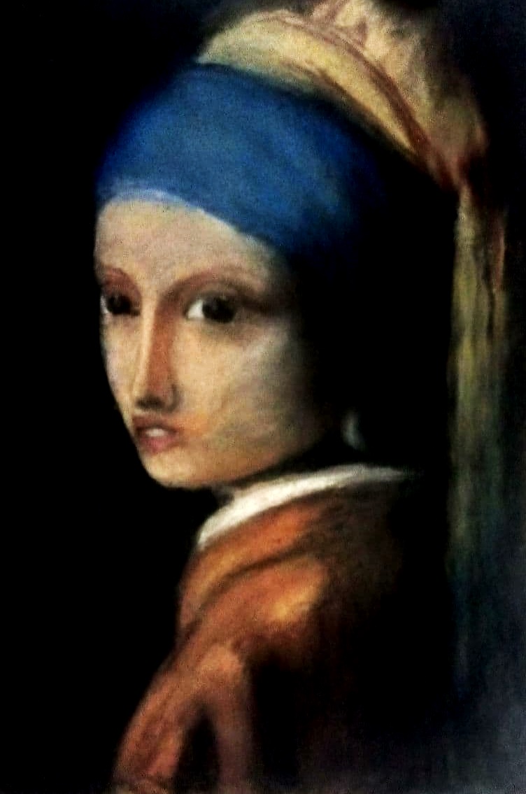 Painting for the interior: realistic portrait based on Johannes Vermeer "Girl with a Pearl Earring"