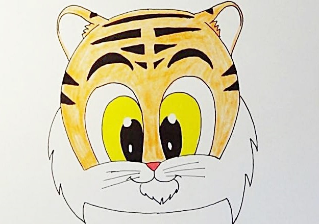 How to draw a cartoon tiger head step by step, part 3