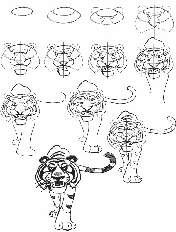 A simple step-by-step way to draw a tiger - Guide 3